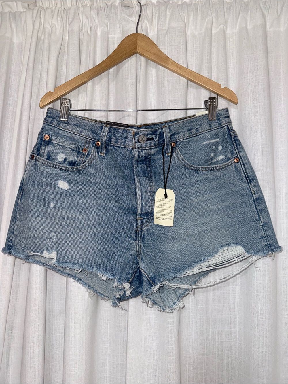 Levi's Light Blue Distressed Denim Cutoff Shorts